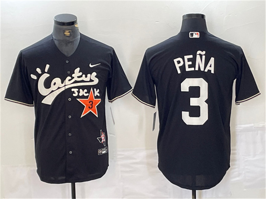 Men's Black Houston Astros #3 Jeremy Peña Cactus Jack Vapor Premier Limited Stitched Baseball Jersey
